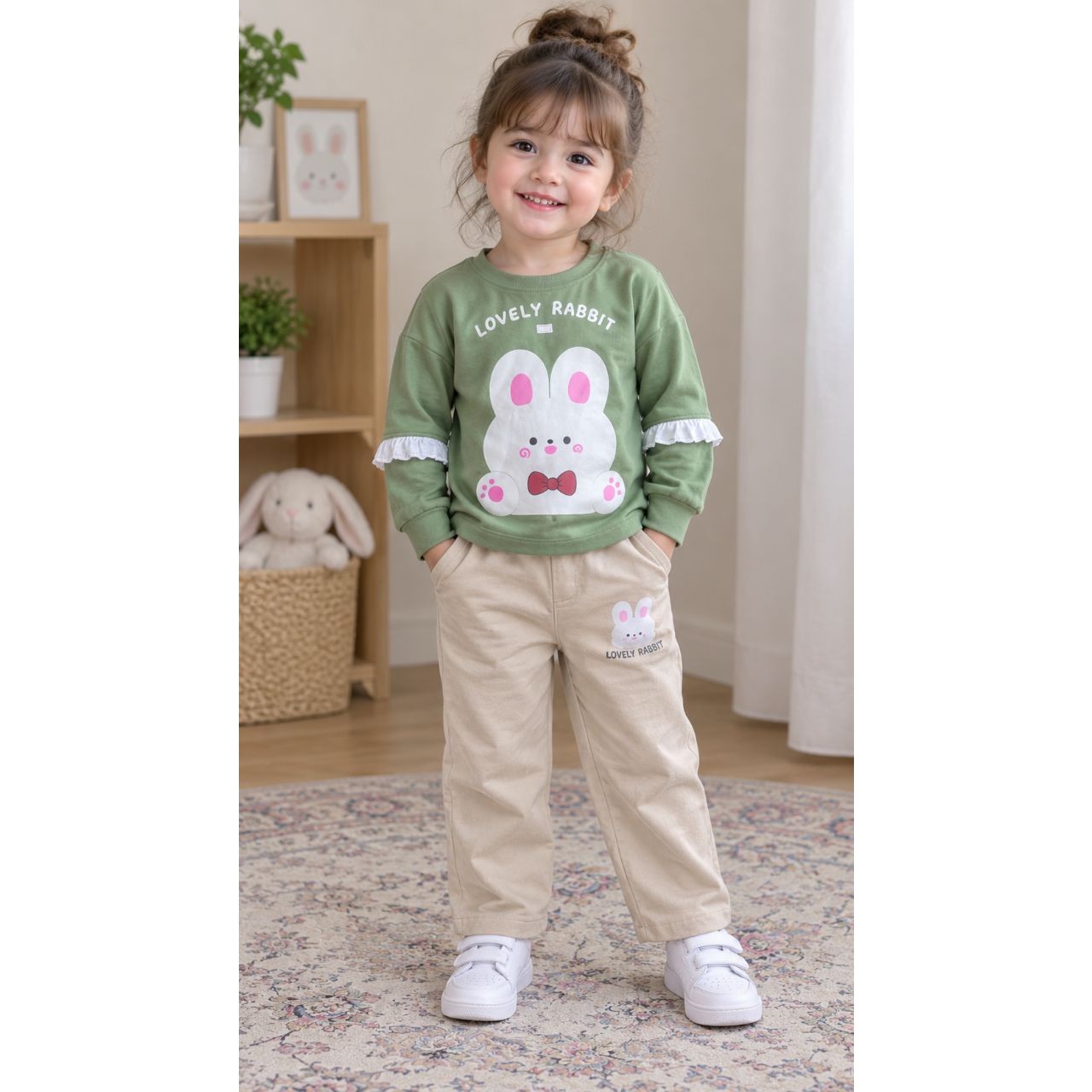 بلوز شلوار دخترانه طرح خرگوش سایز 45